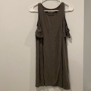 dark gray cold shoulder t-shirt dress